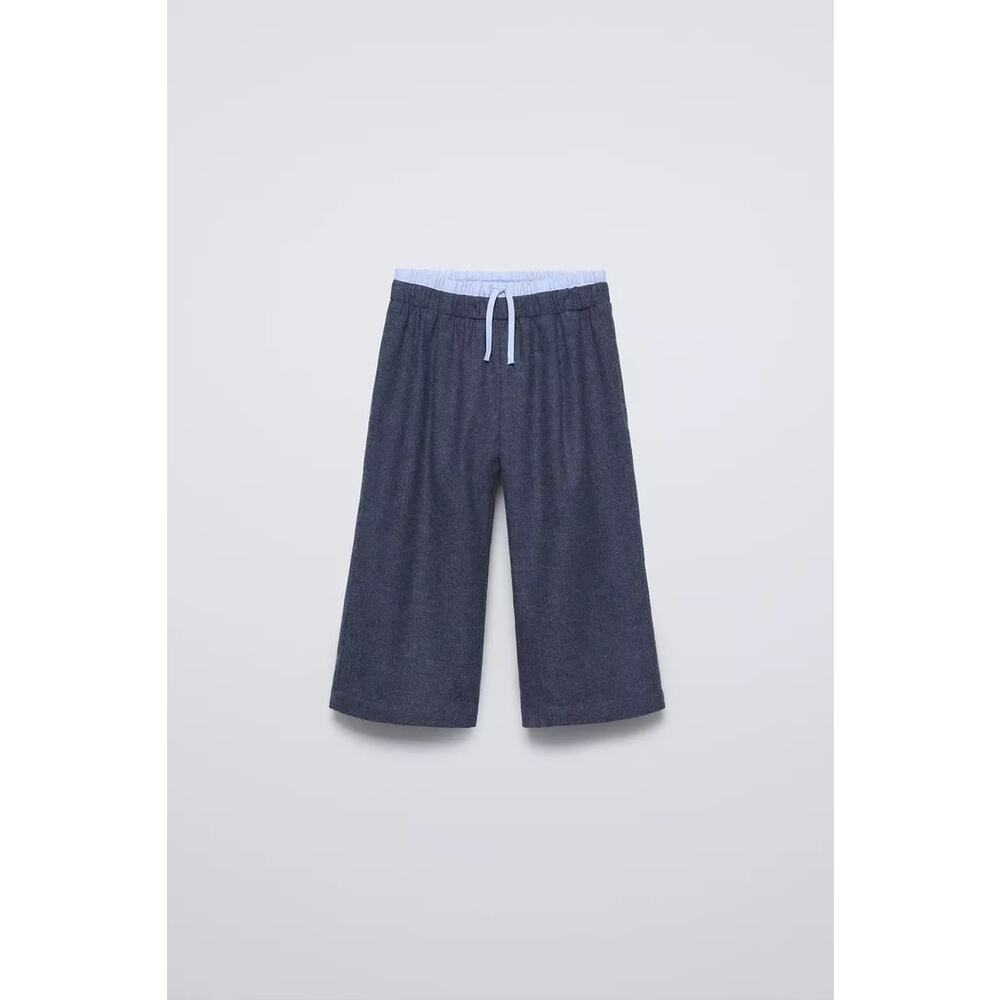 Zara Blue Double Elastic Waist Drawstring Trousers
